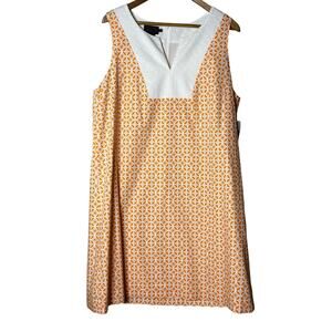 Pendleton Dress NWT Size 18 Preppy Sleeveless Cotton Geometric‎ Lined Orange